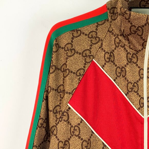 IM0229 Gucci color-blocking striped logo jacquard full print stand collar zipper - Picture 3 of 8